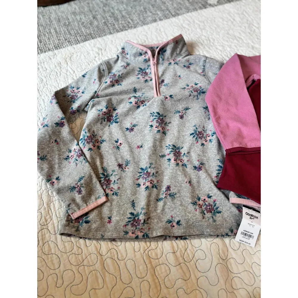 Oshkosh Girls' Fleece Jackets - 2 Pack,‎ Pink and Floral Size 10 #606